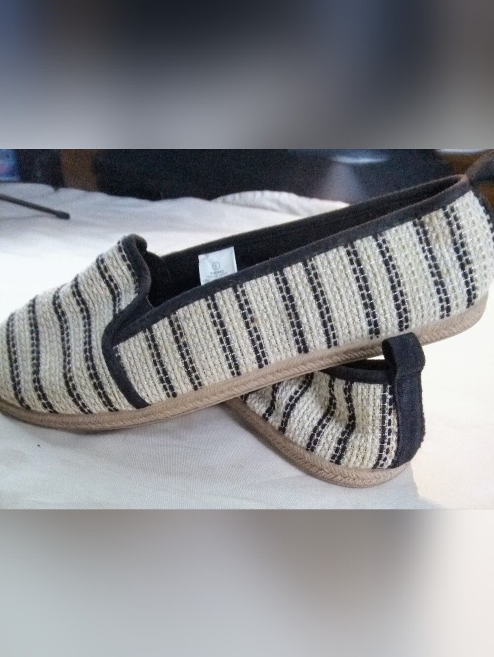 Flats Tan And Black Espadrille Size 9 1/2 Large